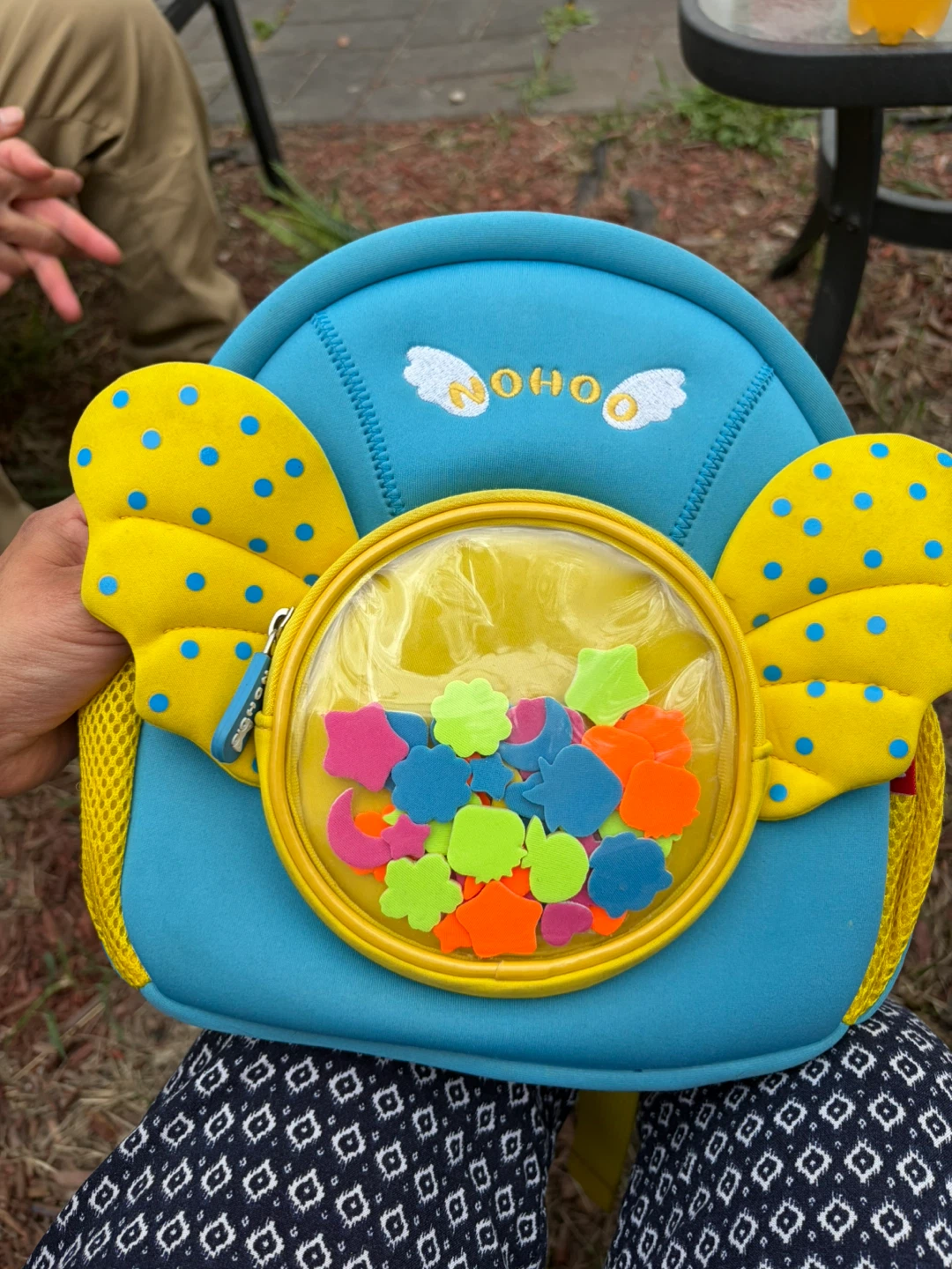 NOHOO Blue and Yellow Kids Backpack with Wings