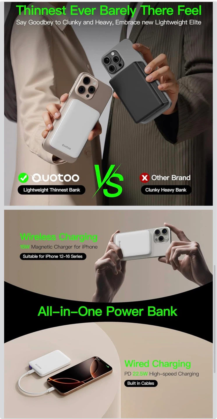 Magnetic Wireless Charger Power Bank for iPhone - photo 4