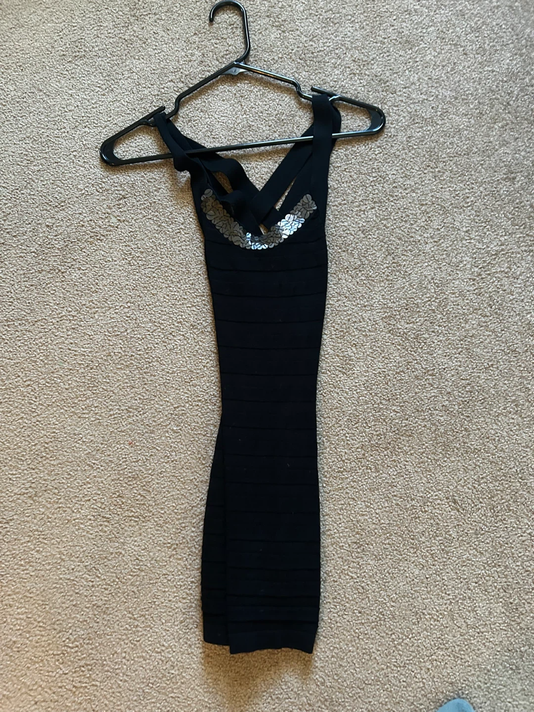 Black Sequined Bodycon Dress