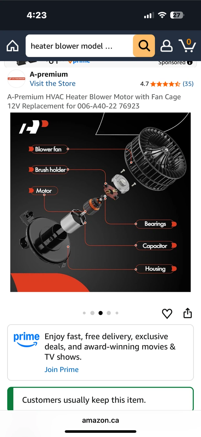 A-Premium HVAC Heater Blower Motor with Fan Cage - photo 4