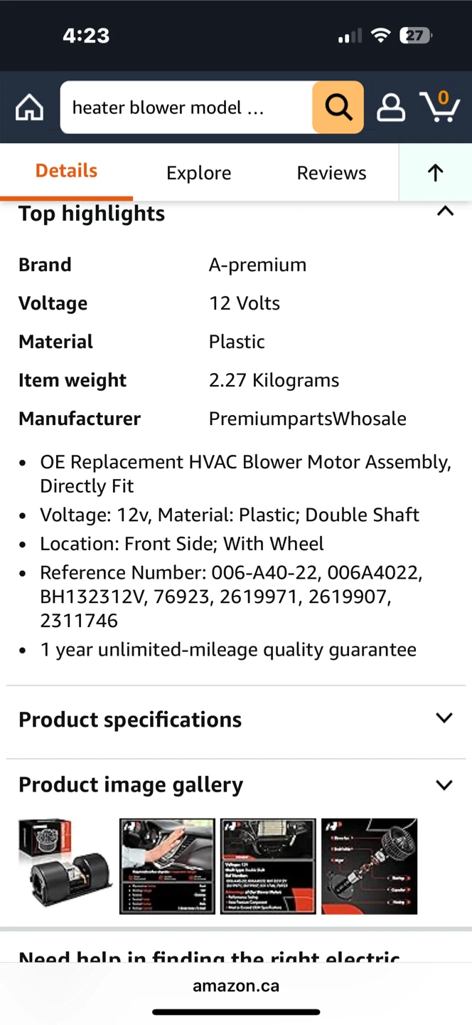 A-Premium HVAC Heater Blower Motor with Fan Cage - photo 5