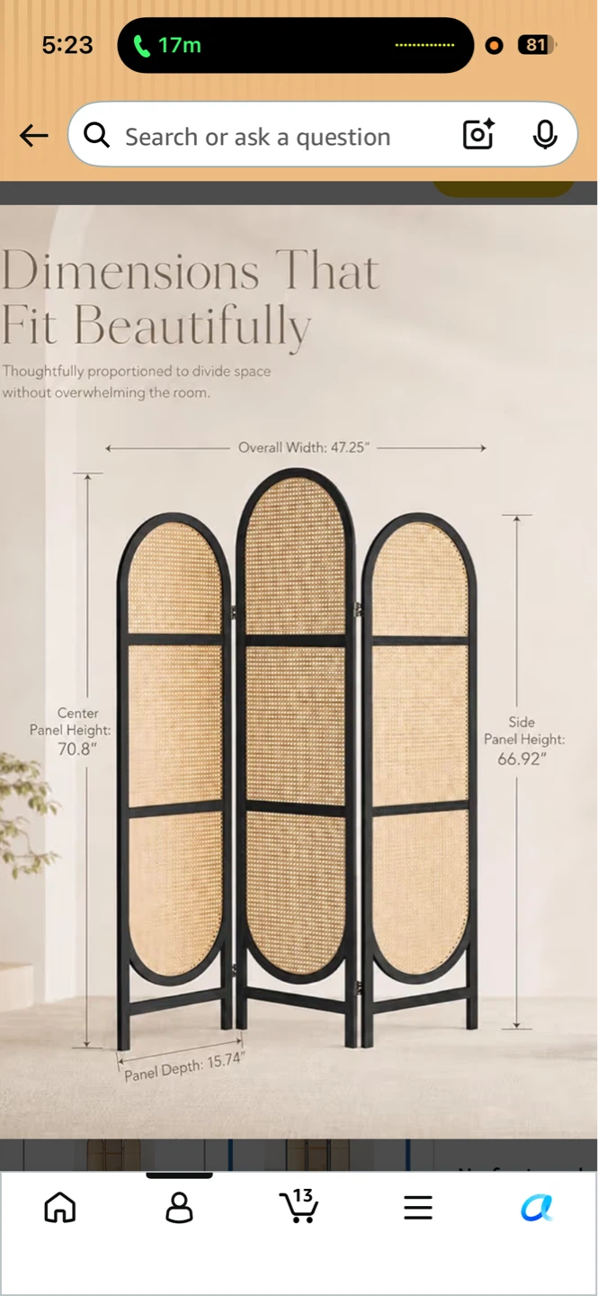 3-Panel Room Divider Screen