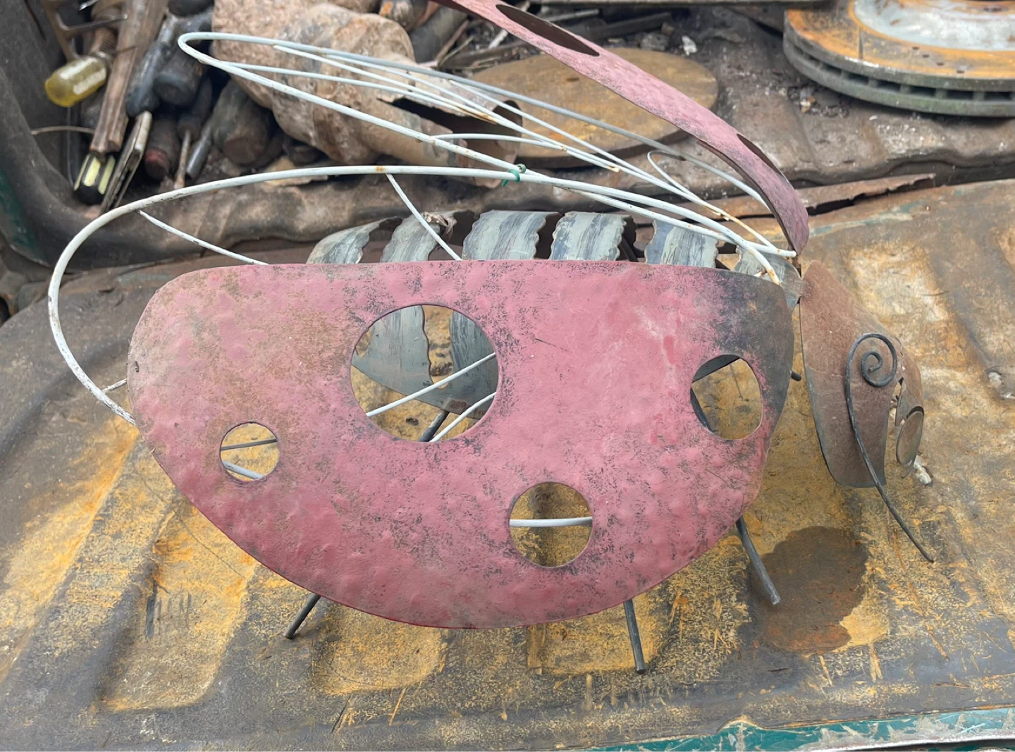 Metal Ladybug Garden Decor