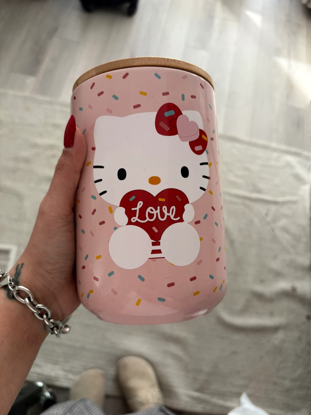 Hello Kitty Ceramic Canister with Bamboo Lid