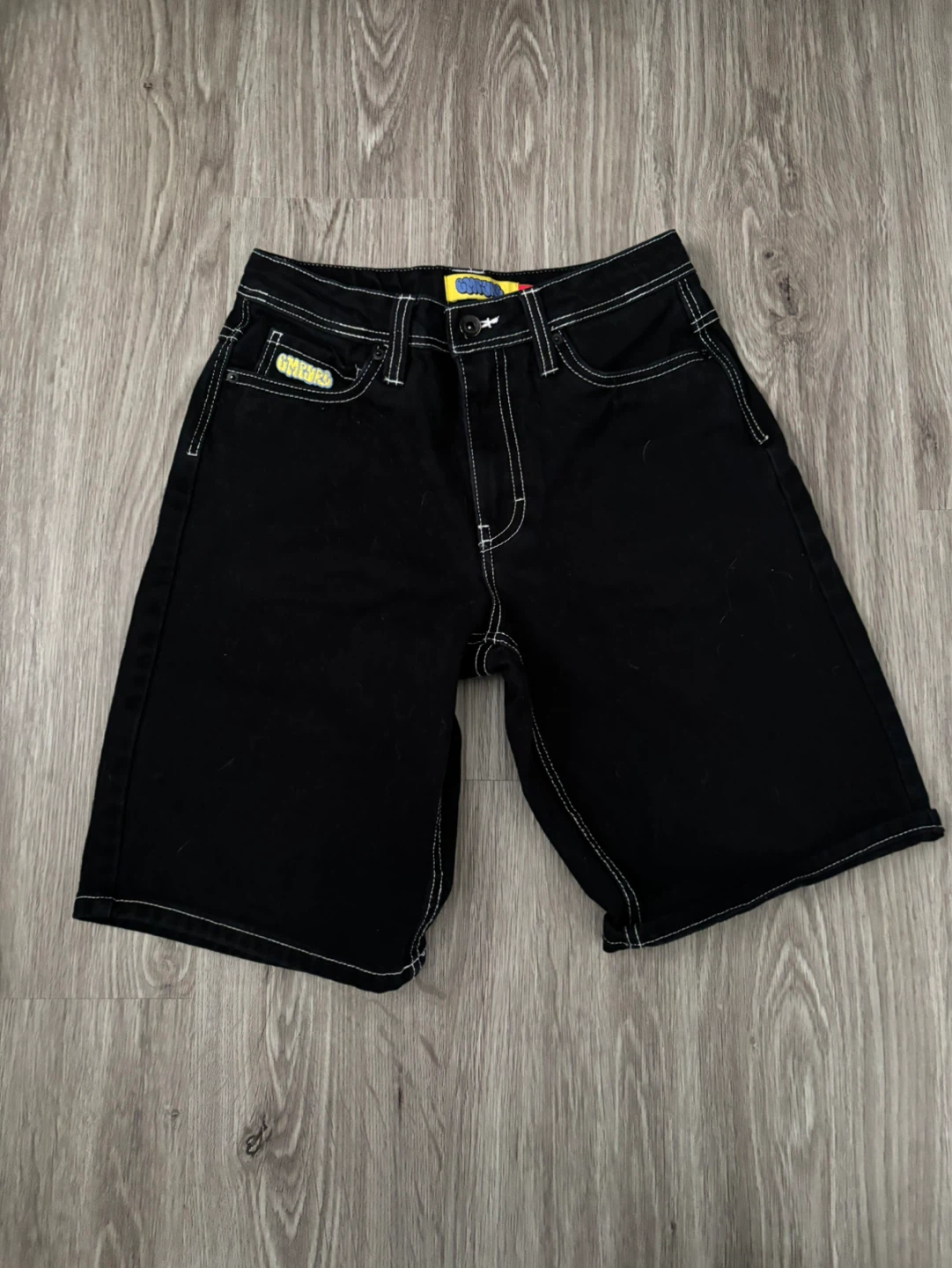 Empyre Black Denim Shorts with Fire Hydrant Embroidery - photo 4