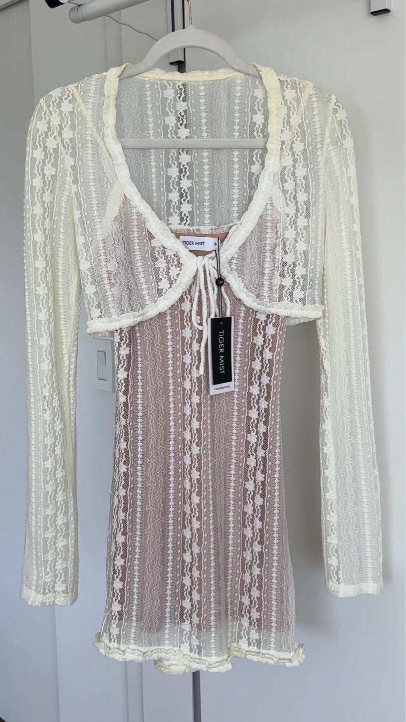 Tiger Mist White Lace Mini Dress with Bolero Set