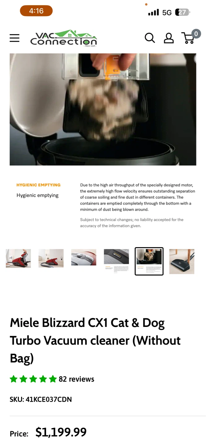 Miele Blizzard CX1 Cat & Dog Bagless Vacuum Cleaner - photo 5