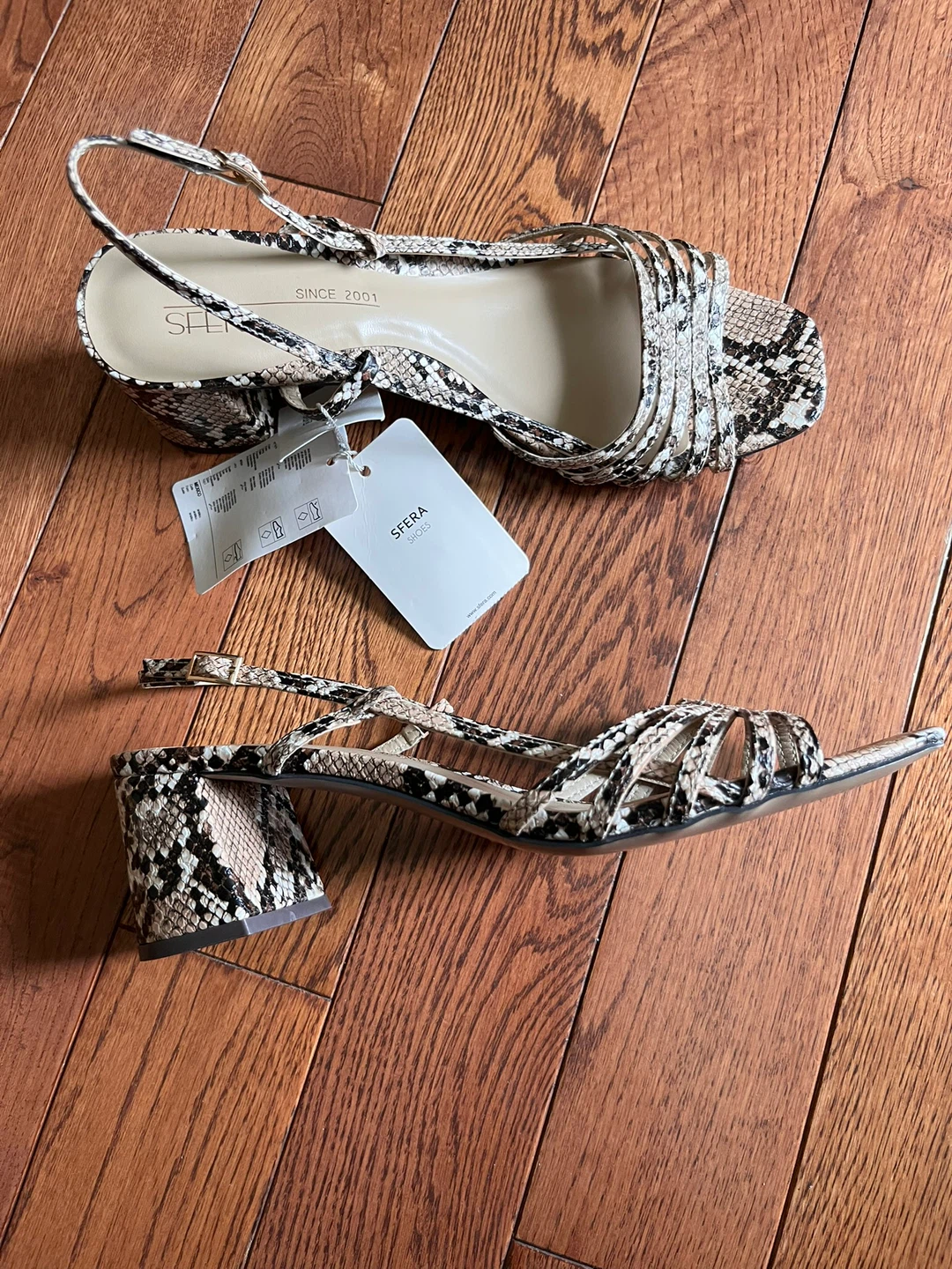 NEW Sfera Shoes Snake Print Block Heel Sandals Size 9.5 - photo 2