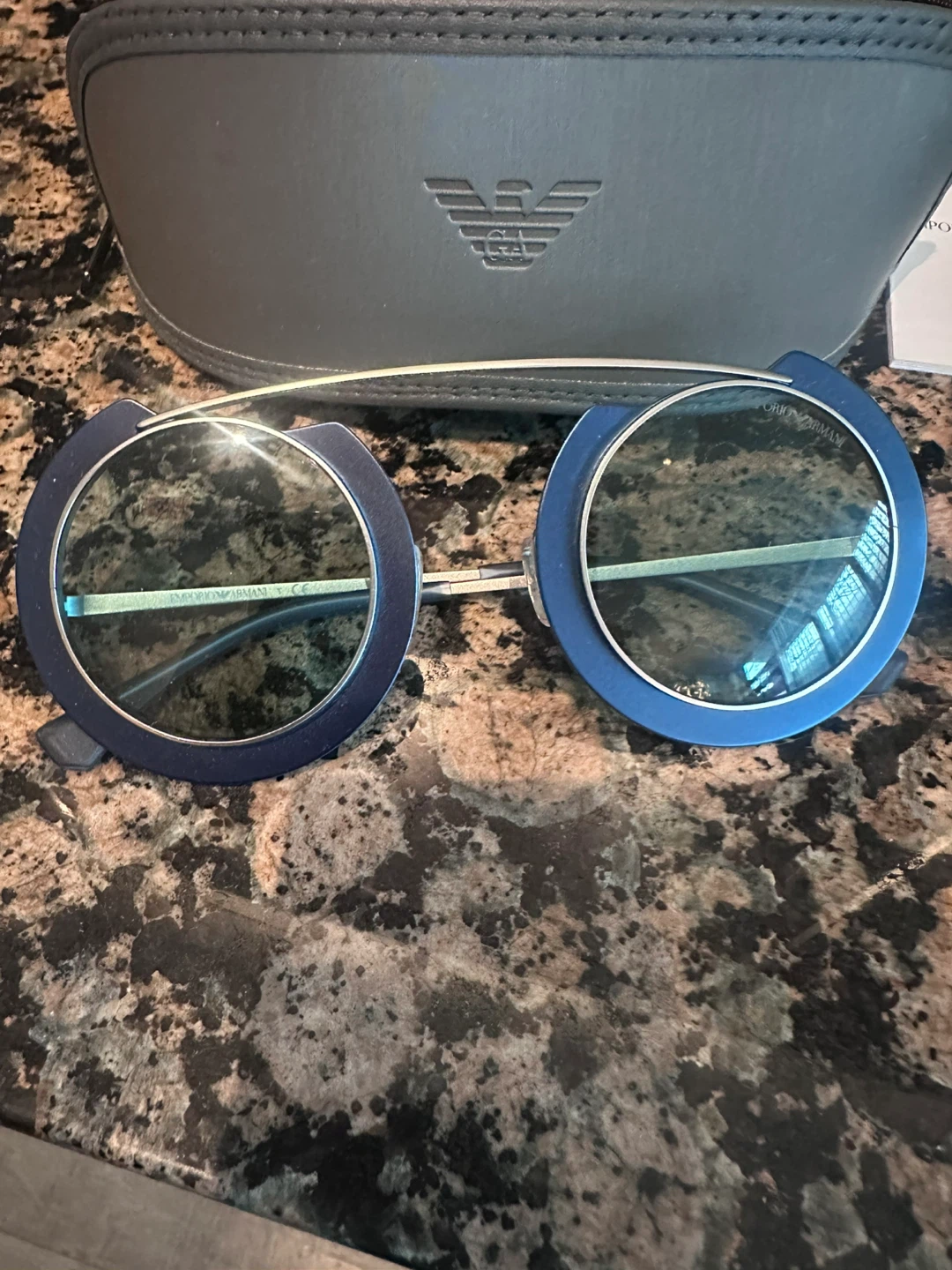 Emporio Armani Blue Round Sunglasses with Case - photo 3