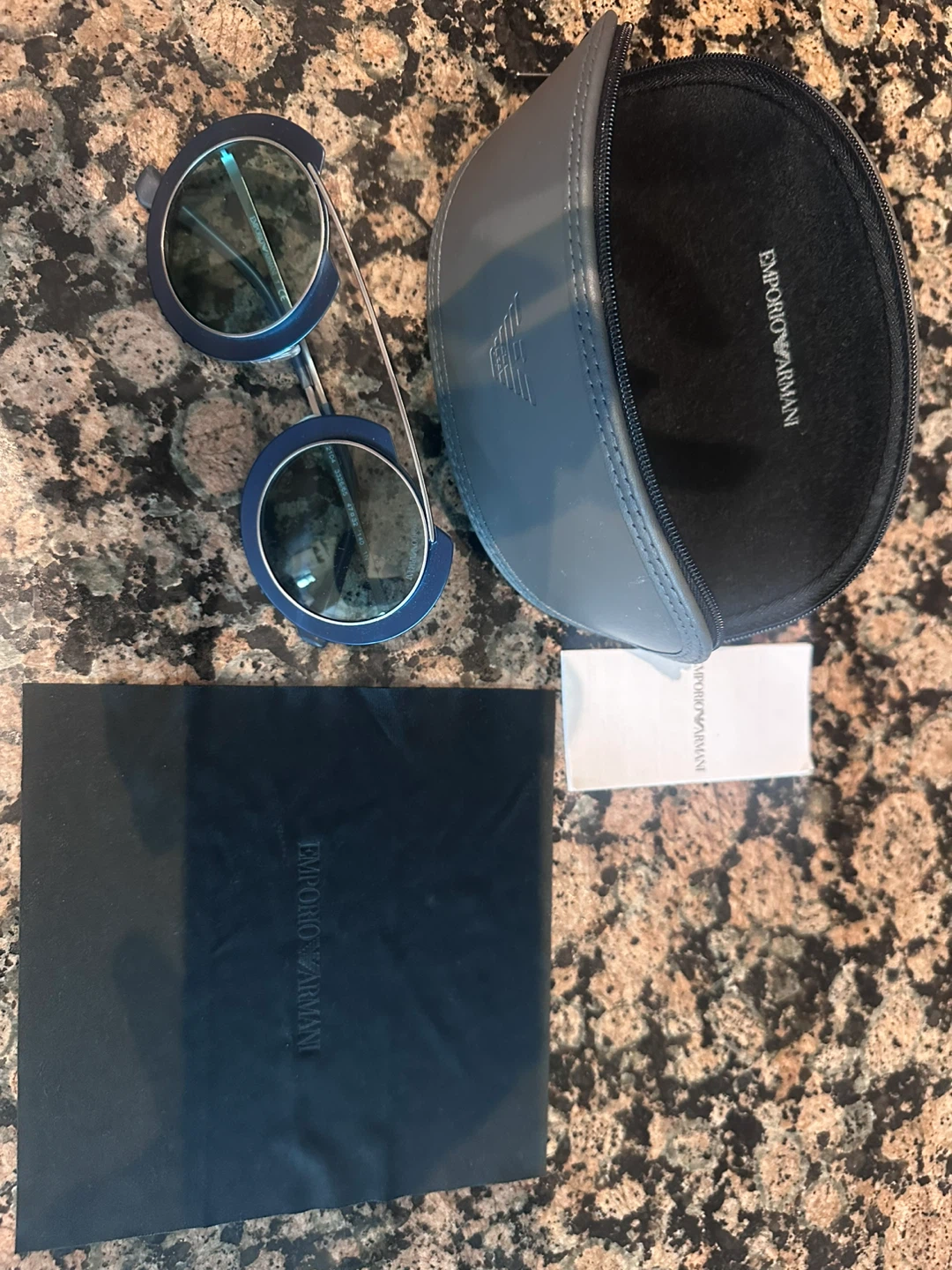 Emporio Armani Blue Round Sunglasses with Case - photo 2