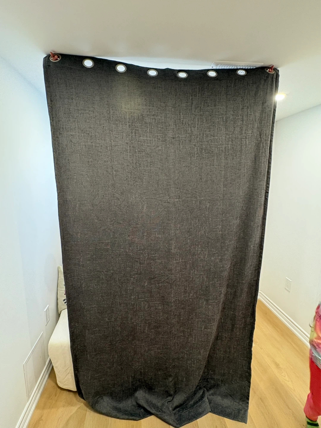 2 pcs Dark Grey Textured Grommet Curtain