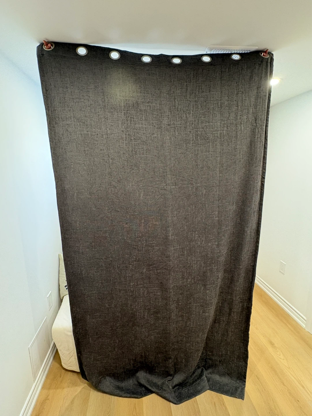 2 pcs Dark Grey Textured Grommet Curtain - photo 2