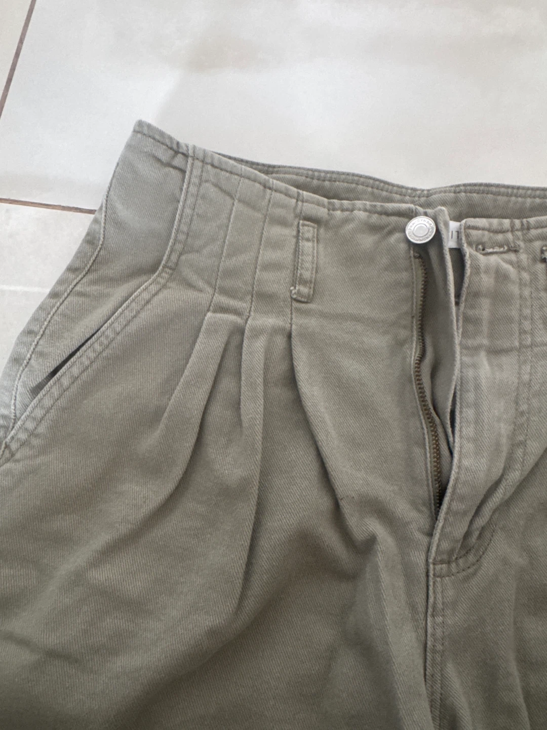 Dynamite High-Waisted Pleated Shorts - Khaki - Size 27 - photo 2