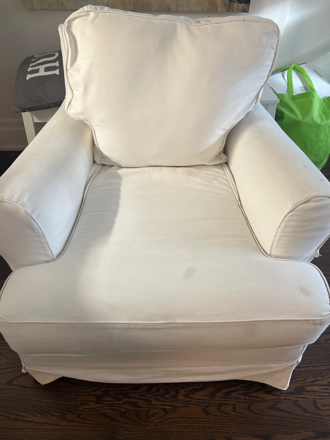 Used IKEA White Slipcovered Accent Chair