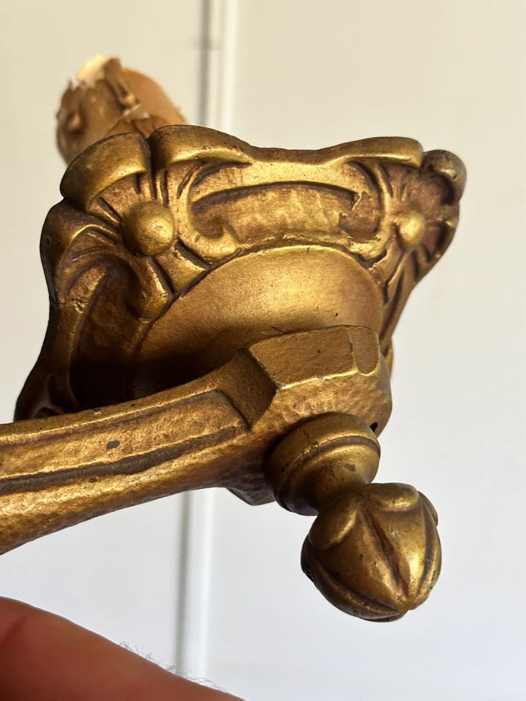 Antique heavy cast metal candlestick wall sconce - photo 3