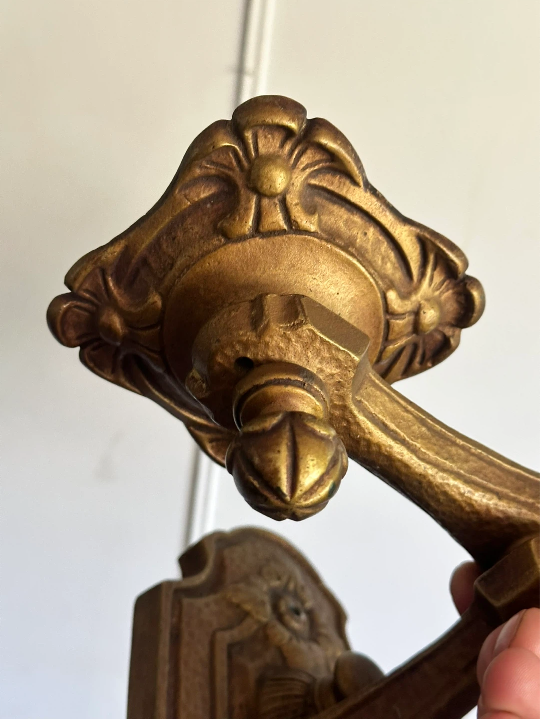 Antique heavy cast metal candlestick wall sconce - photo 2
