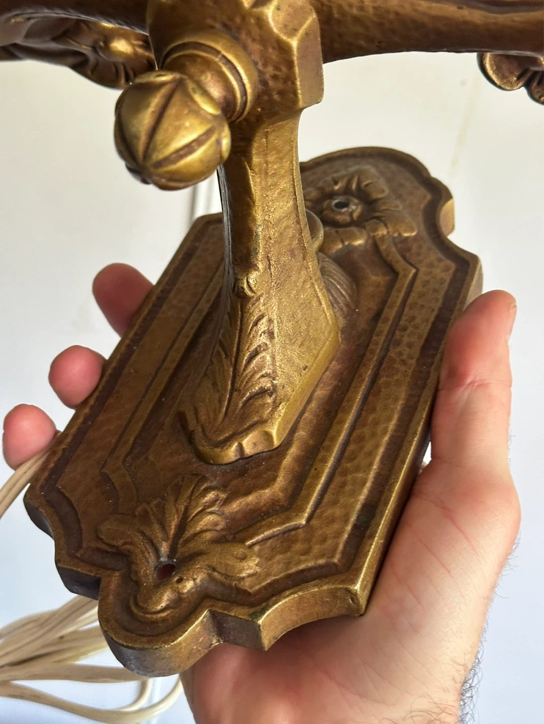 Antique heavy cast metal candlestick wall sconce - photo 4