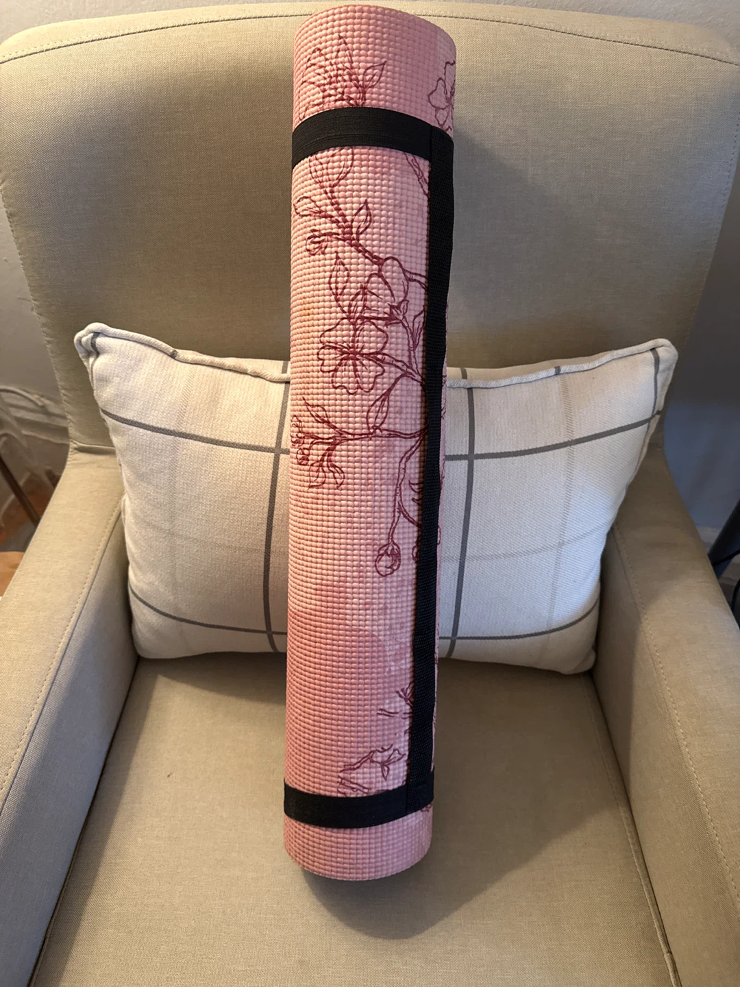 Pink Yoga Mat with Floral Design