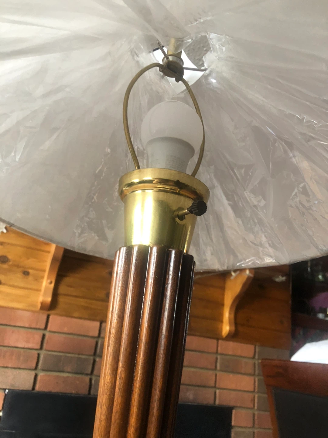 NEW Fluted Acacia Wood & Marble Table Lamp - photo 2