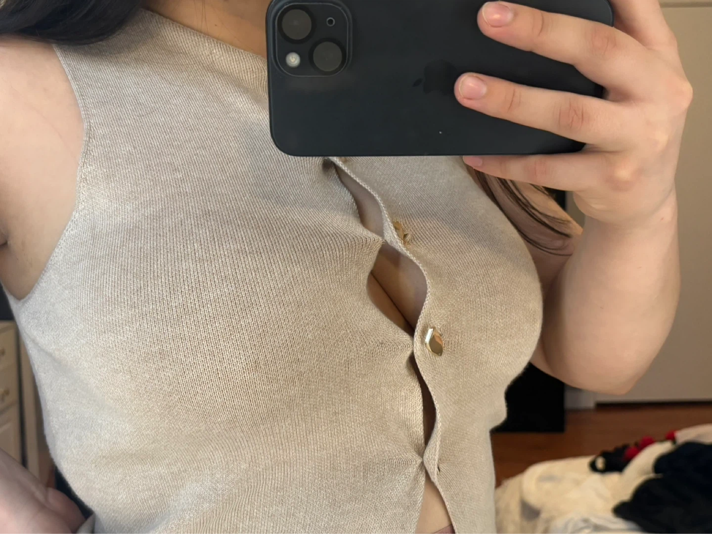 Women's Sleeveless Button-Up Knit Top - photo 2