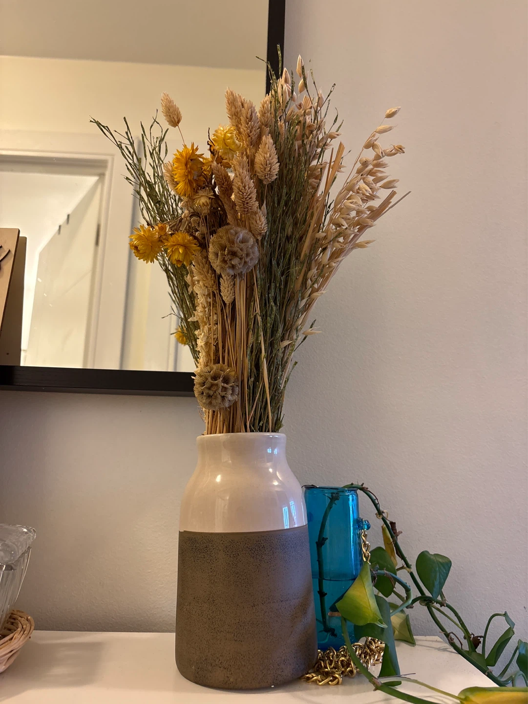 Dried Flower Arrangement in Ceramic Vase - photo 3