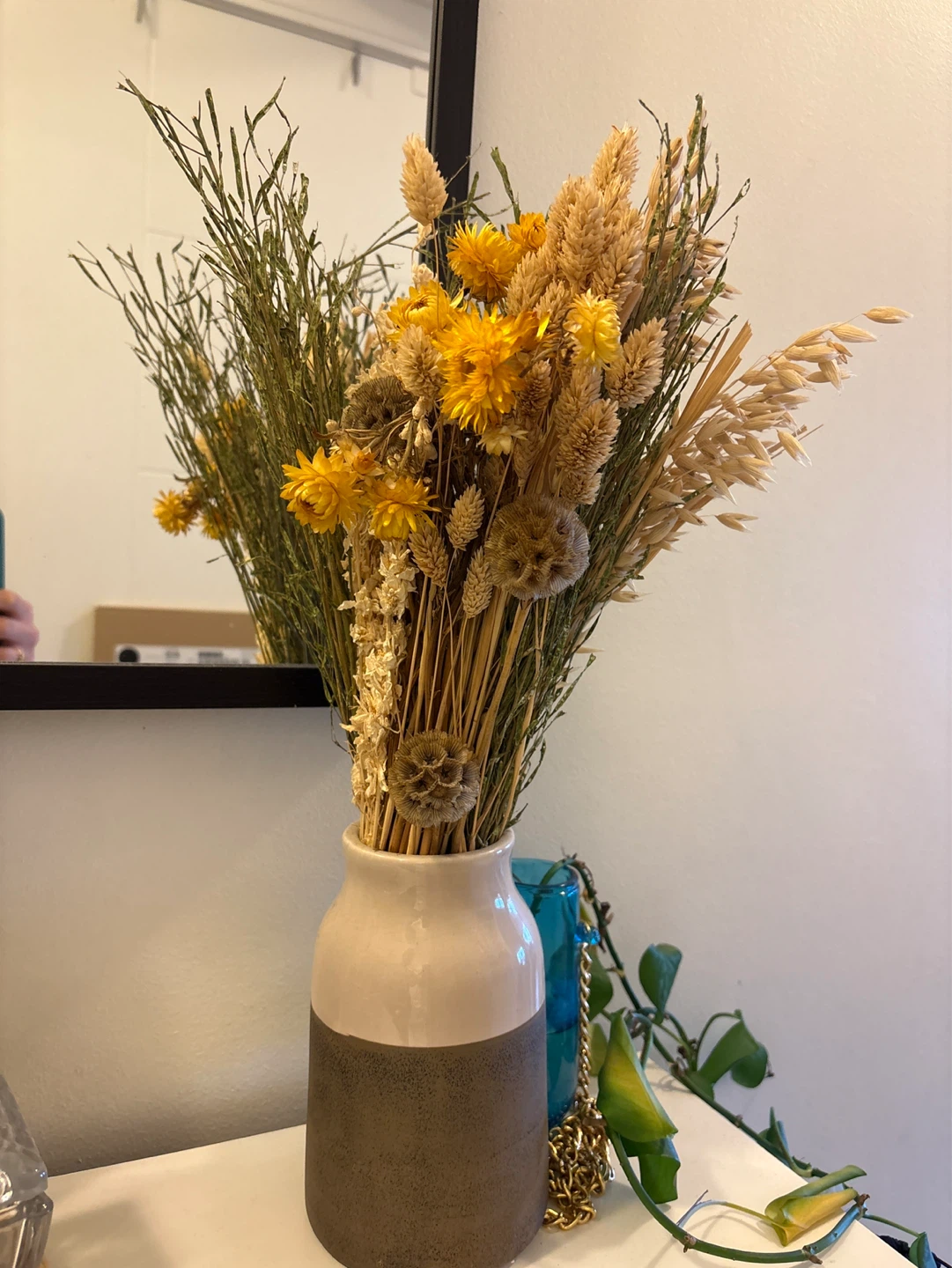 Dried Flower Arrangement in Ceramic Vase