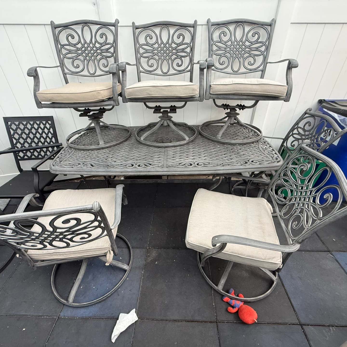 Swivel Patio Dining Set with Table and Chairs