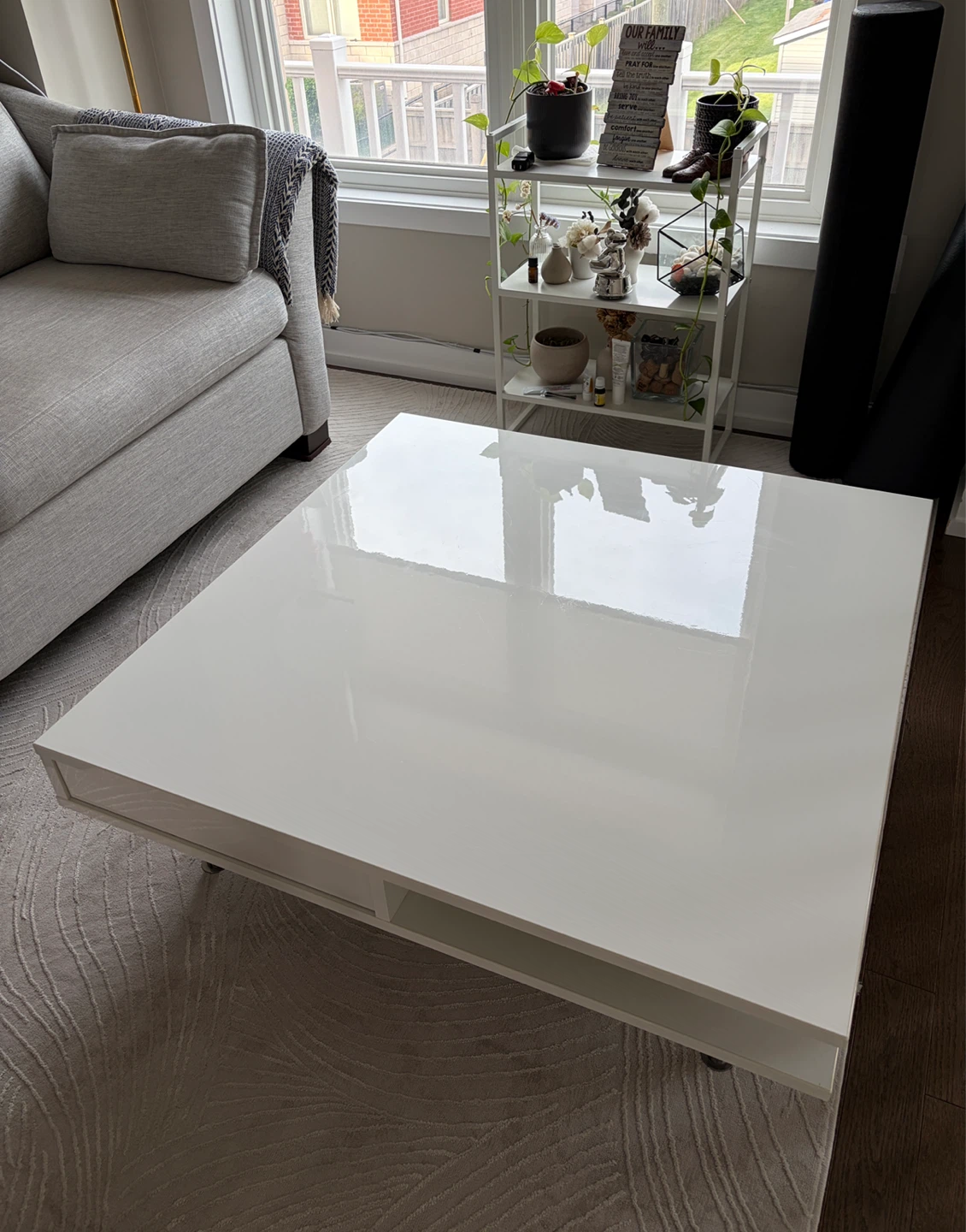 Ikea TOFTERYD Coffee Table, High-Gloss White, with Storage