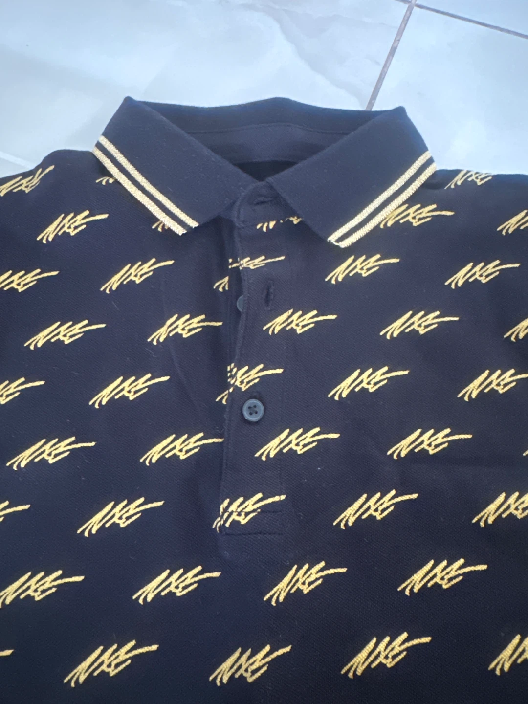 Next.82 Black Polo Shirt with Gold Logo Print - photo 3