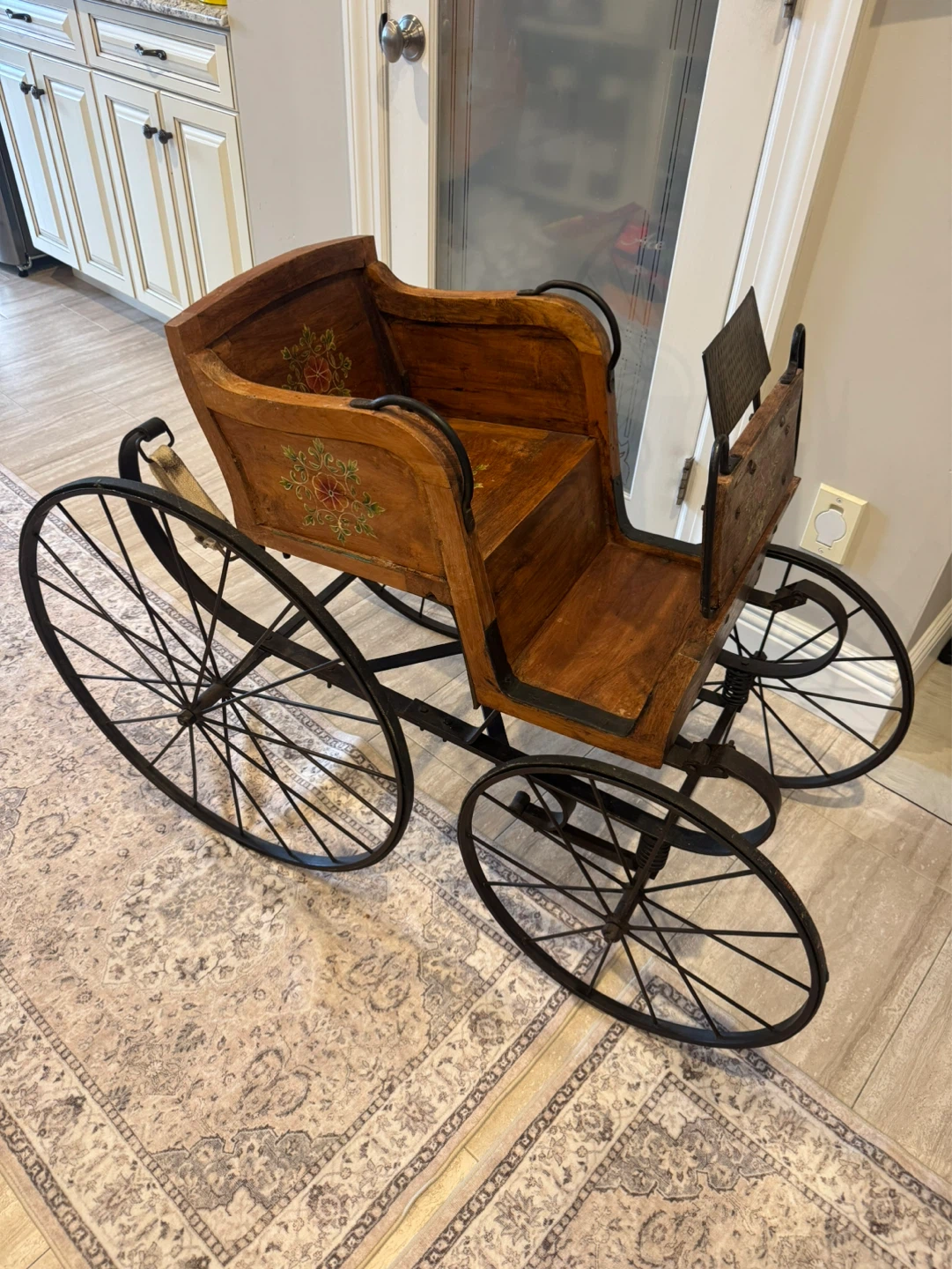 Wooden Decorative Carriage with Wheels