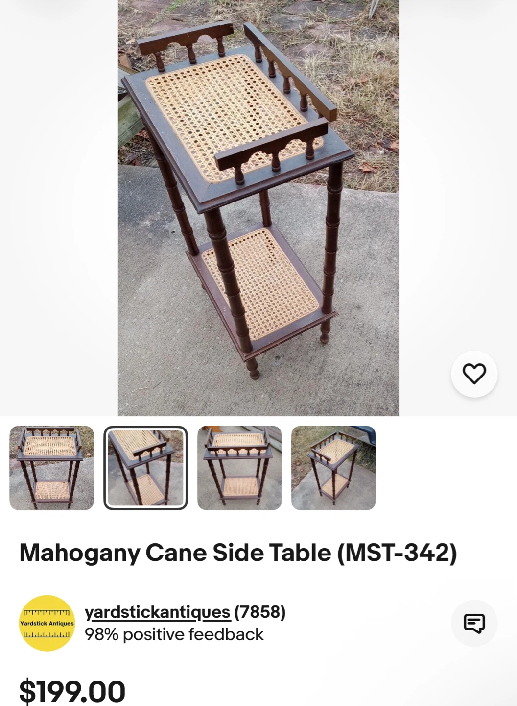 VTG Mahogany Cane Side Table/Decoration corner table
