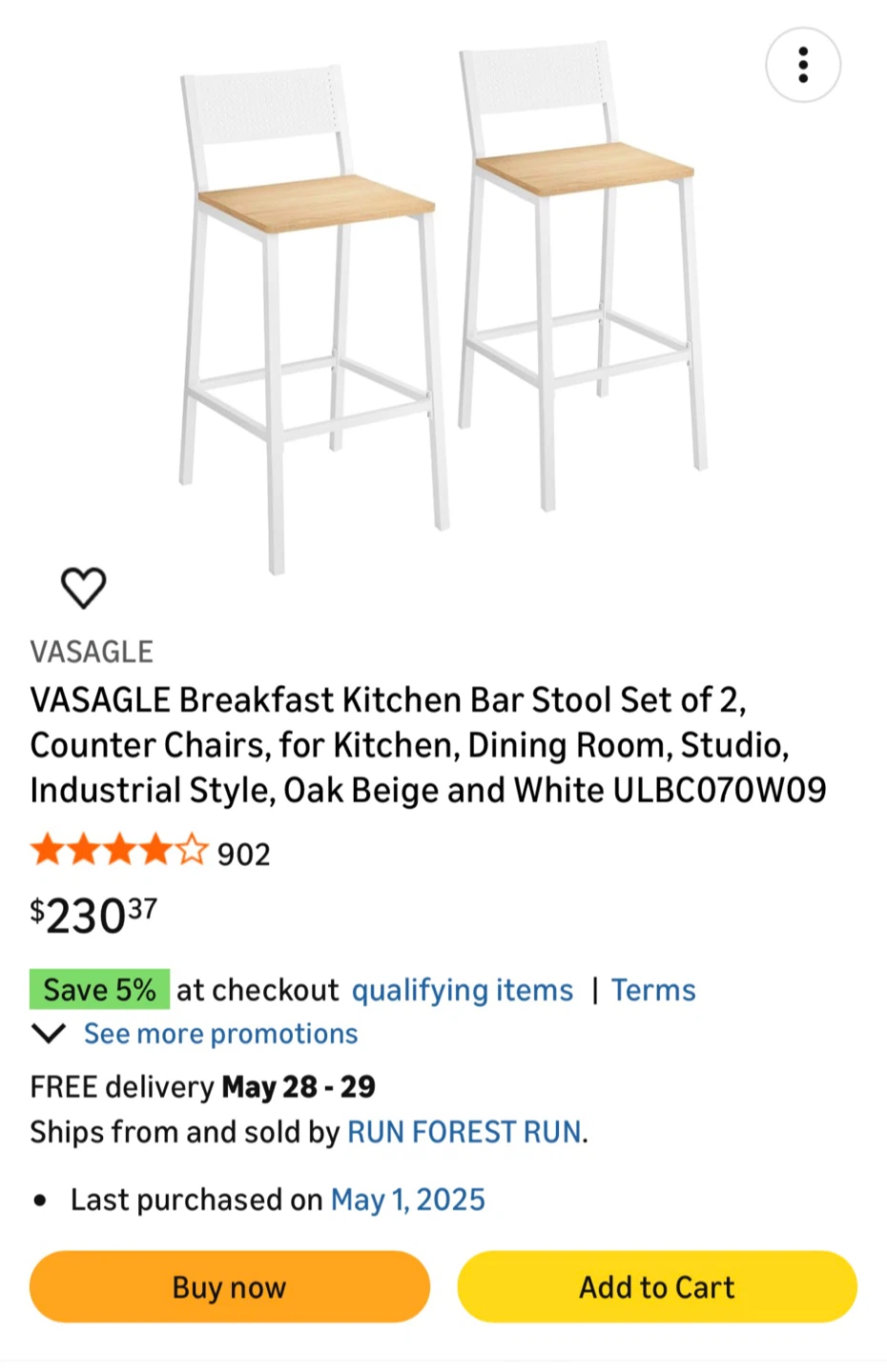 VASAGLE Bar Chair Set - photo 2