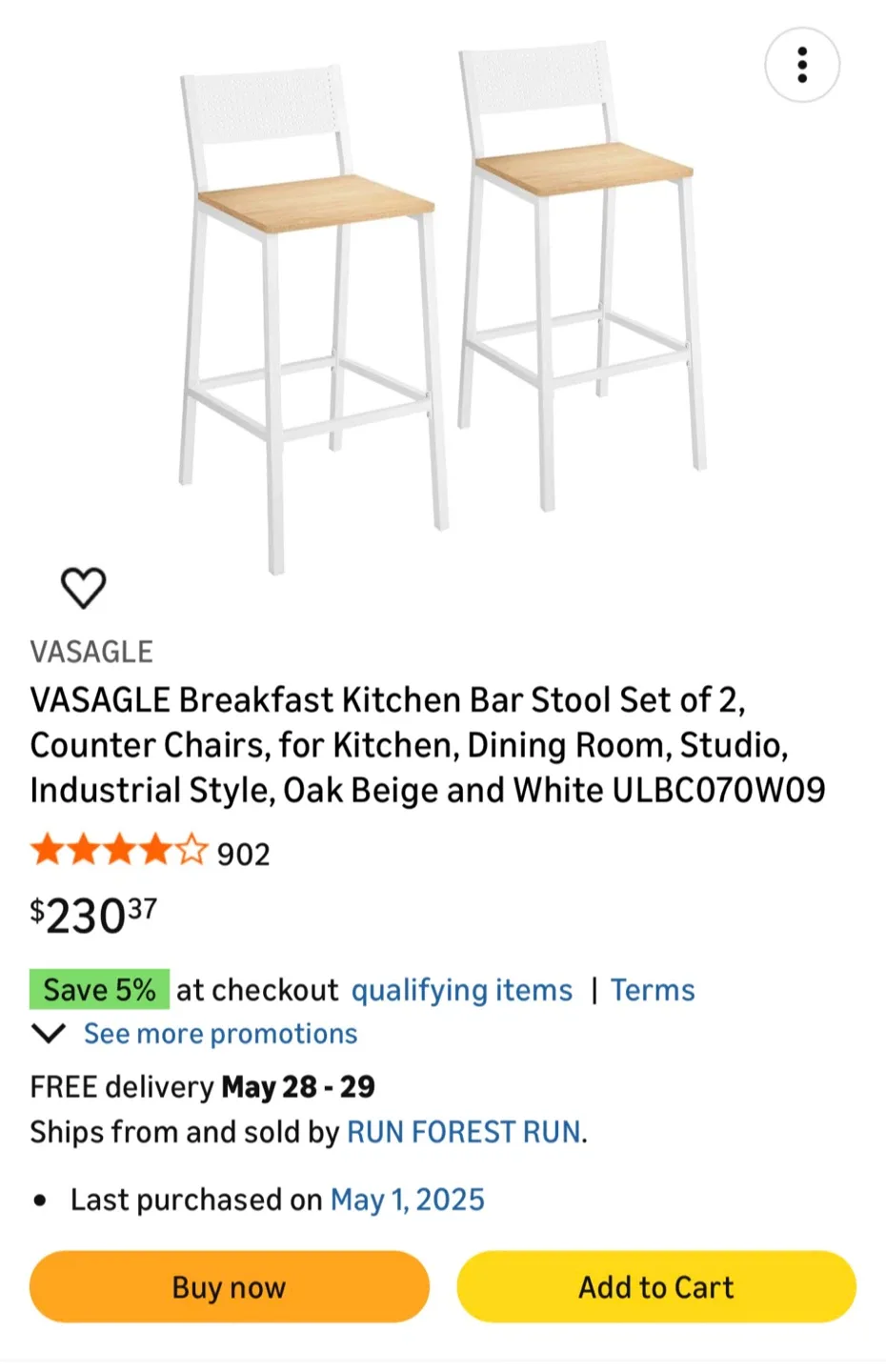 VASAGLE Bar Chair Set - photo 2
