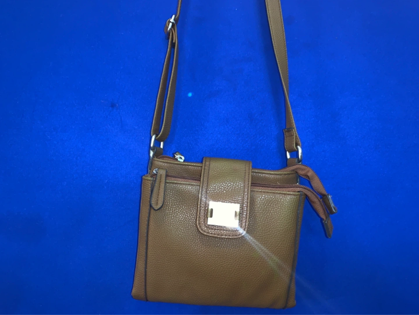 Brown Faux Leather Crossbody Bag