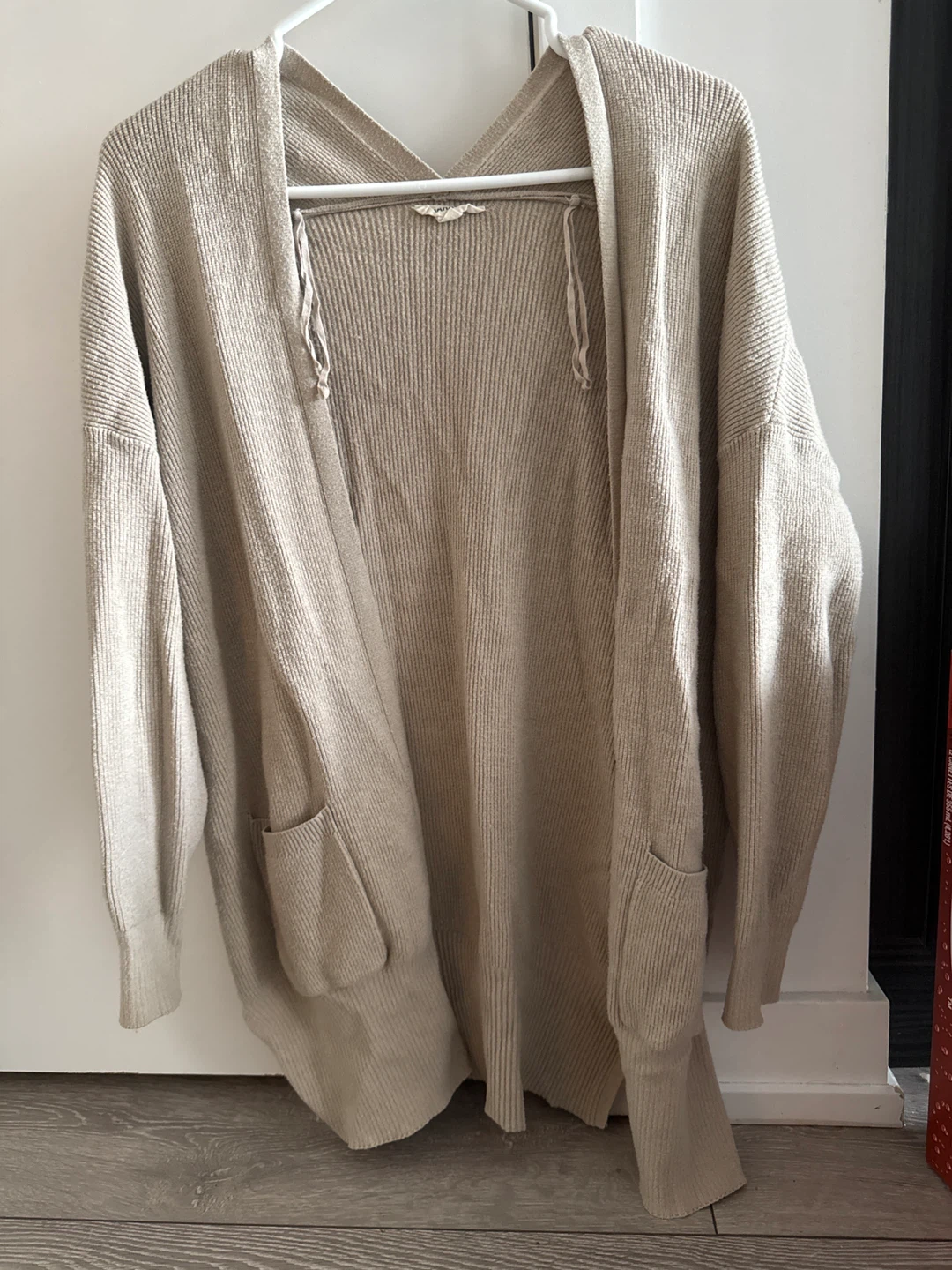 Garage Beige Knit Cardigan with Pockets