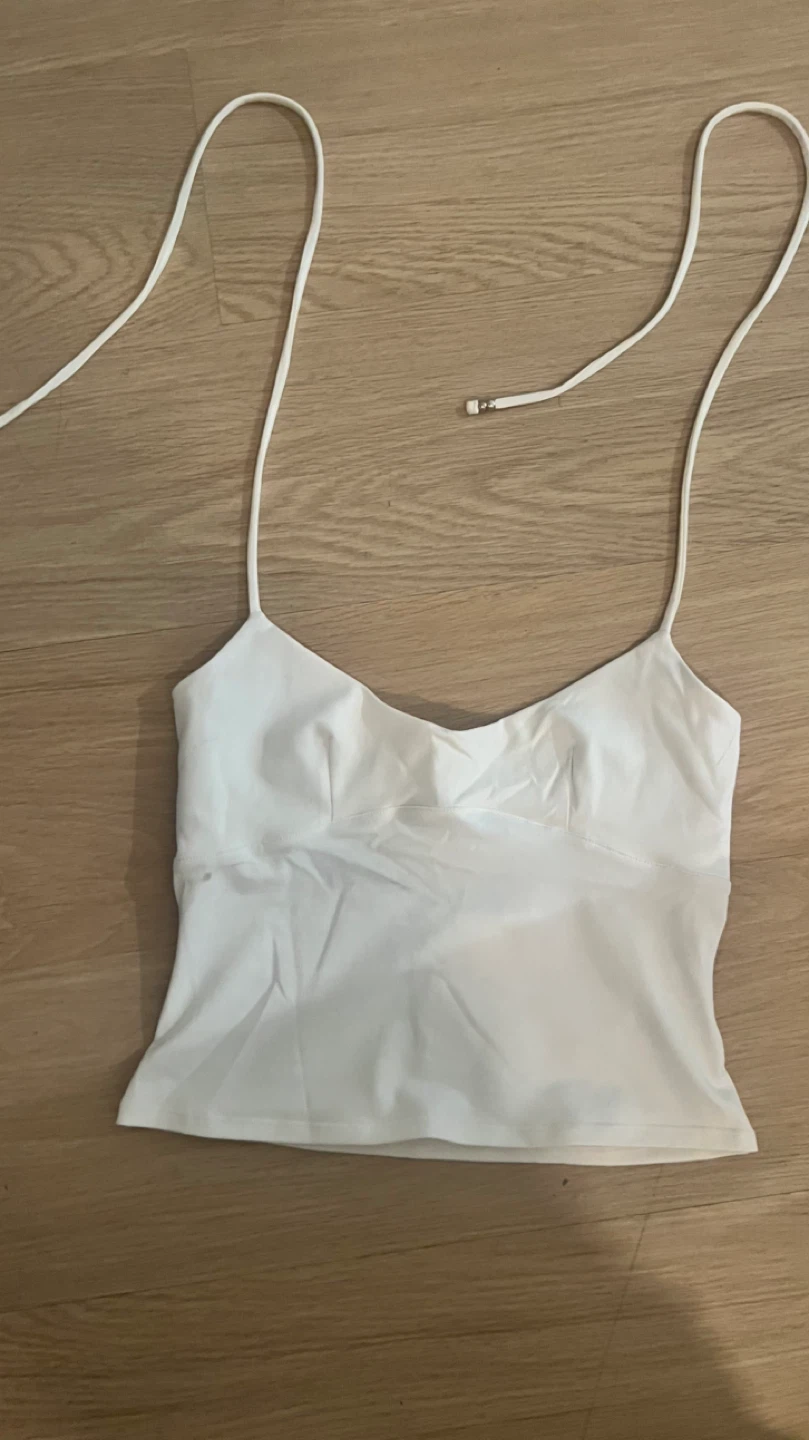 White Tankair Spill Halter Tank Top