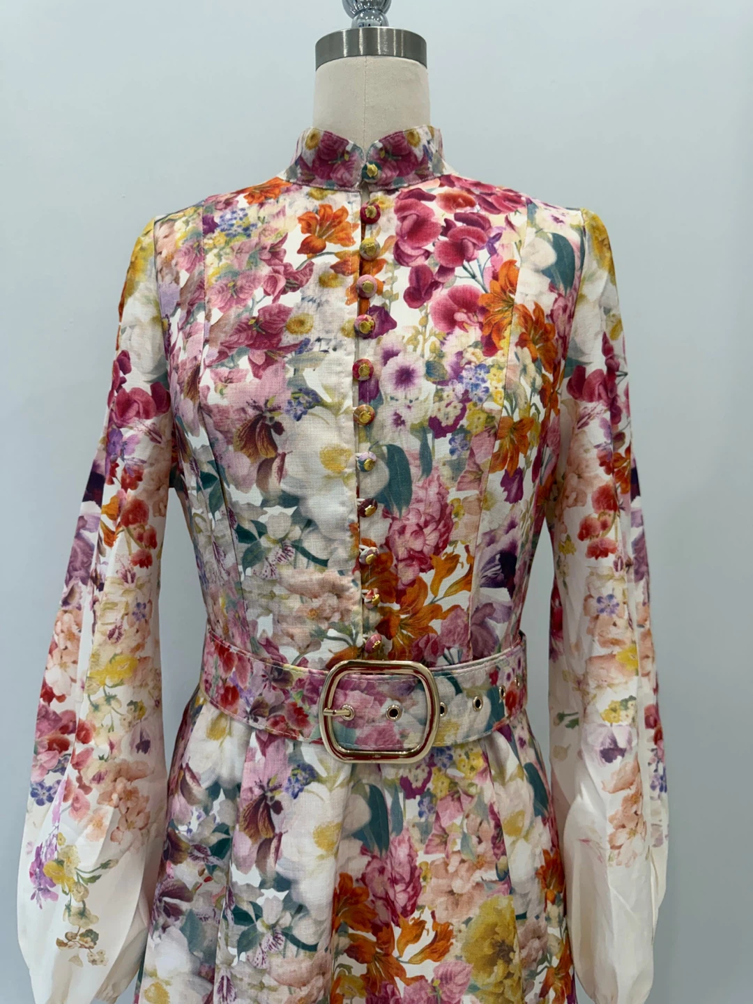 Floral Belted Midi Dress Small - photo 4