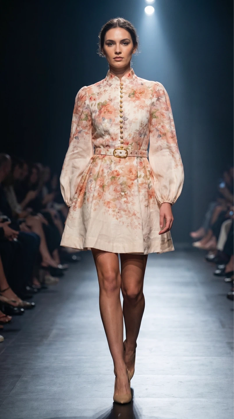 Floral Print Button-Up Mini Dress with Belt