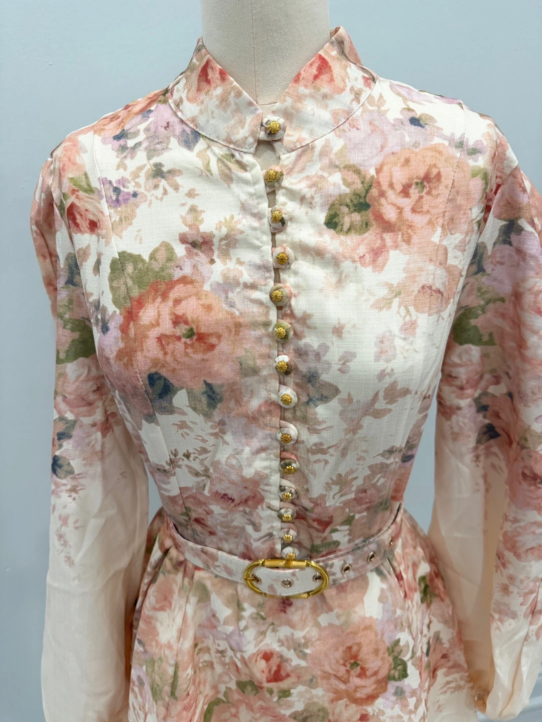 Floral Print Button-Up Mini Dress with Belt - photo 3