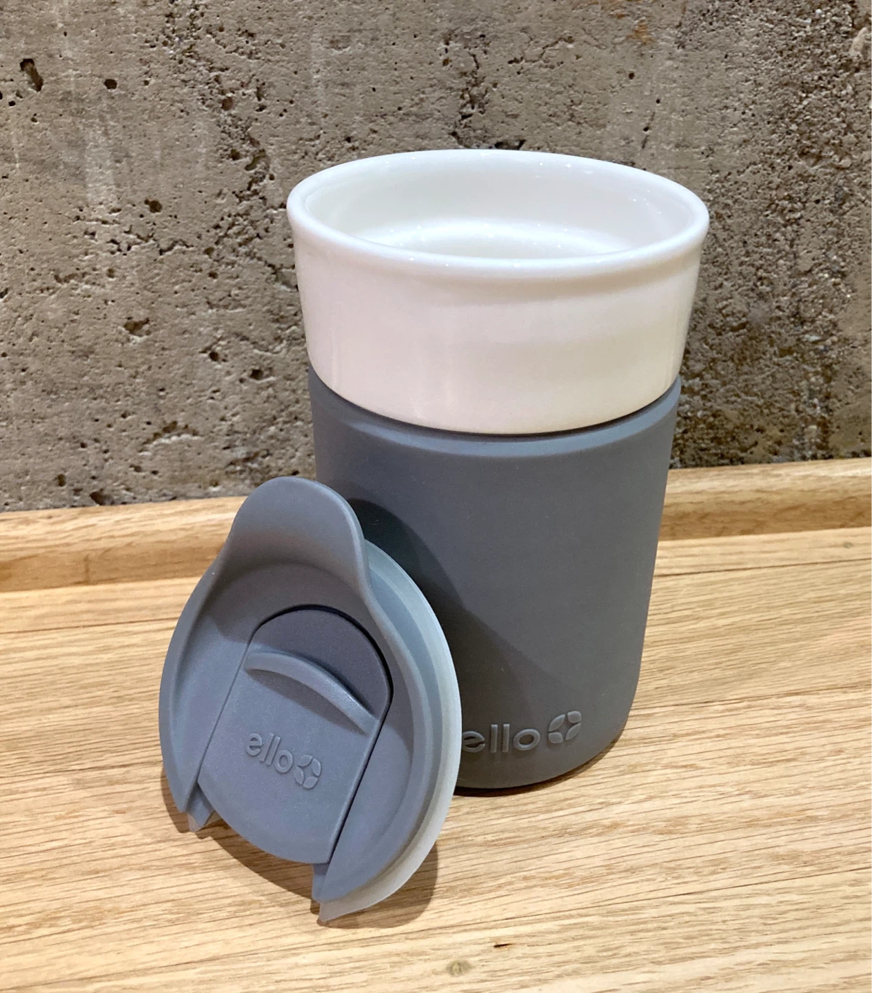 *NEW* ELLO Archie Gray Ceramic Silicone Travel Coffee Mug 12oz