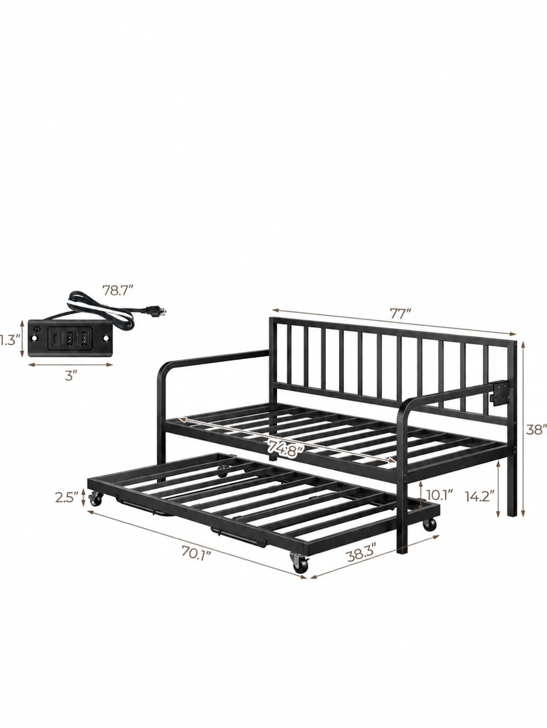 Twin Daybed frame with trundle