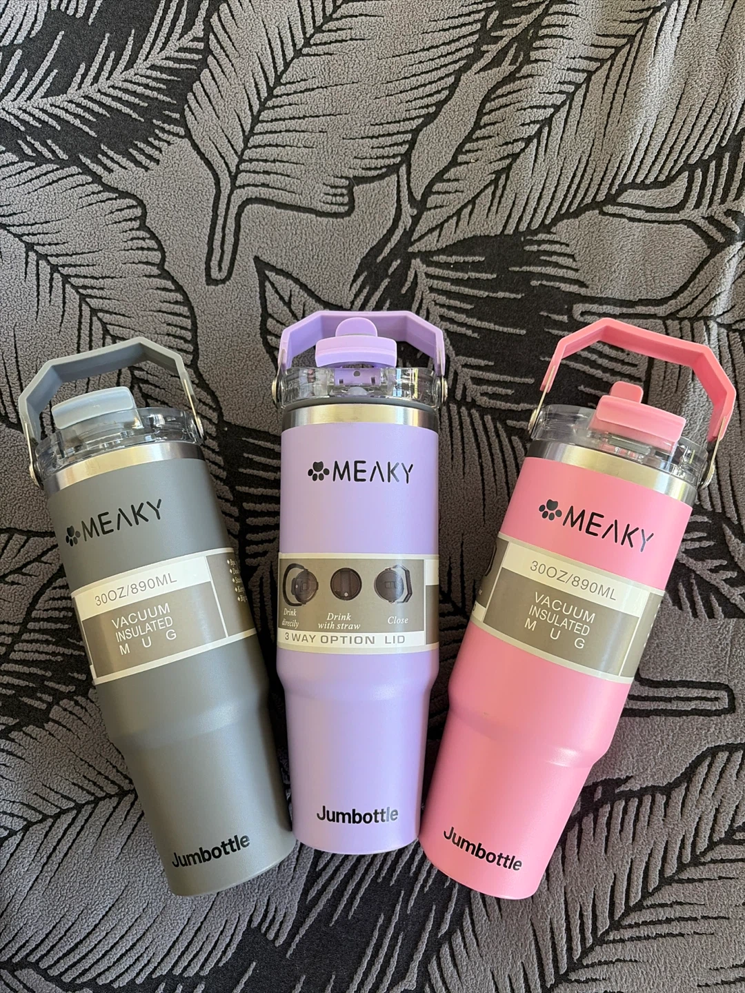 MEAKY Jumbottles 30oz Vacuum Insulated Mugs - Pink, Purple, Grey - photo 2