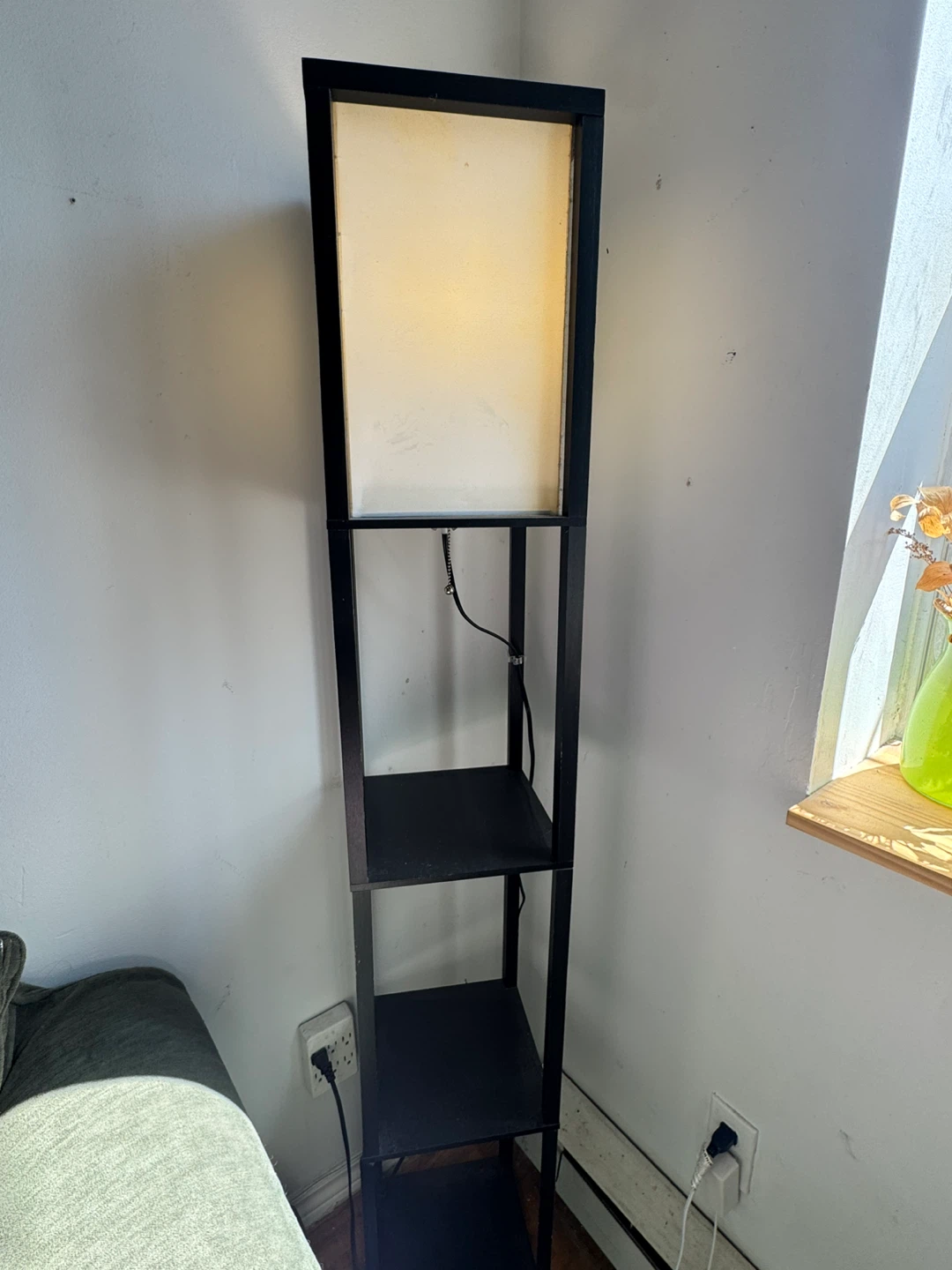 Black Floor Lamp with Shelves