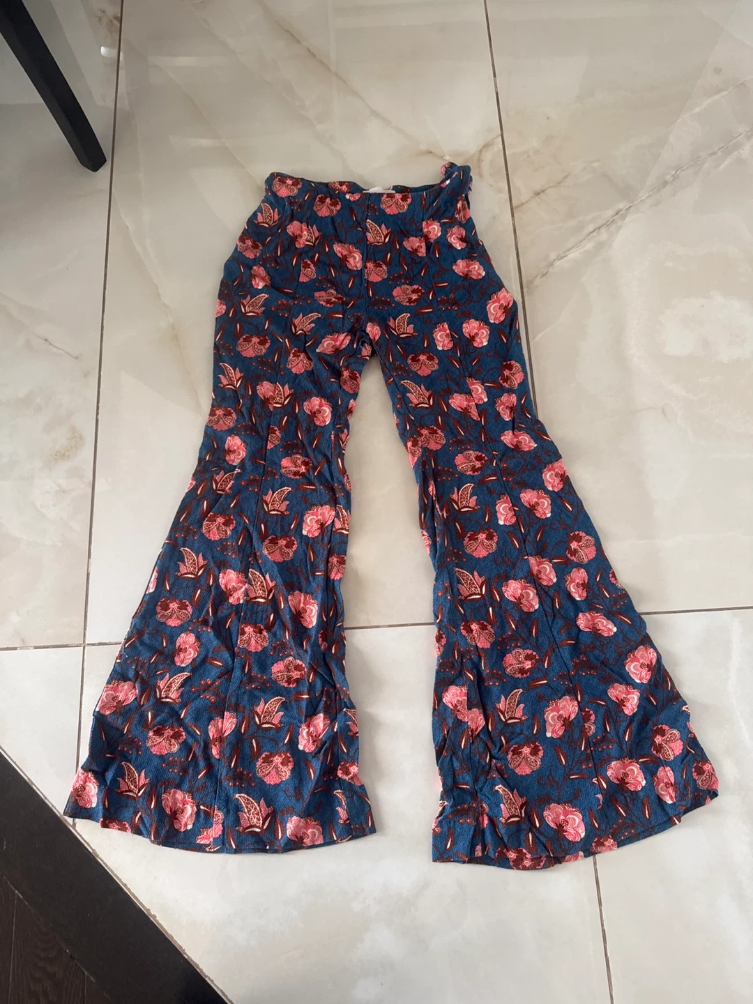 Anthropologie Blue Floral Bell Bottom Pants - photo 2