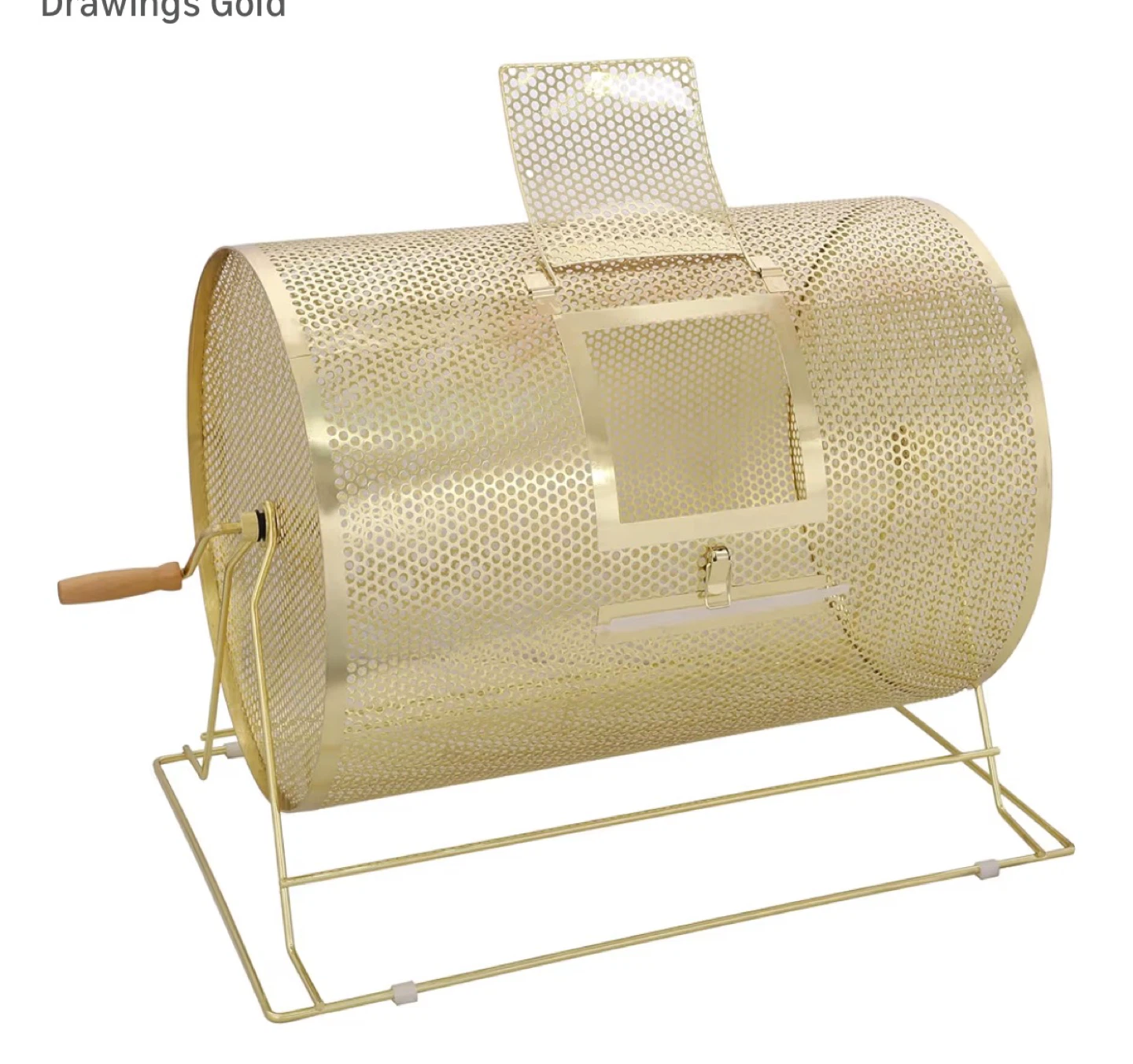 Gold Raffle Drum with Handle and Stand