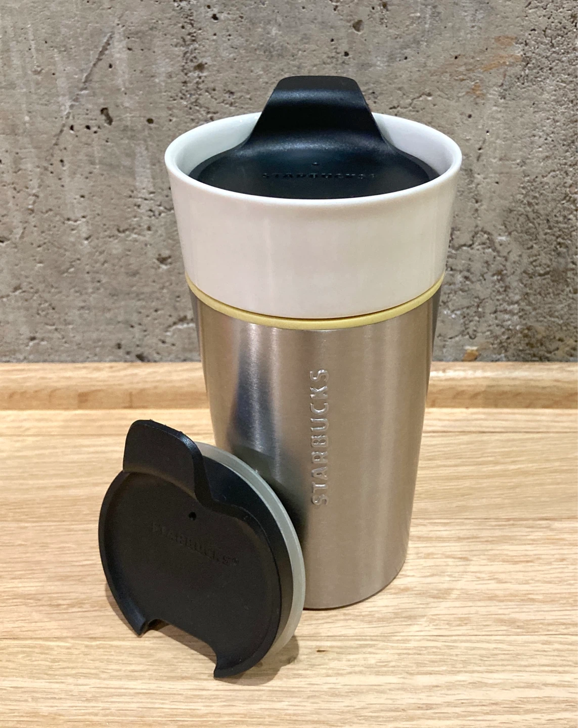 STARBUCKS Ceramic Stainless Steel Coffee Travel Mug Tumbler 12oz