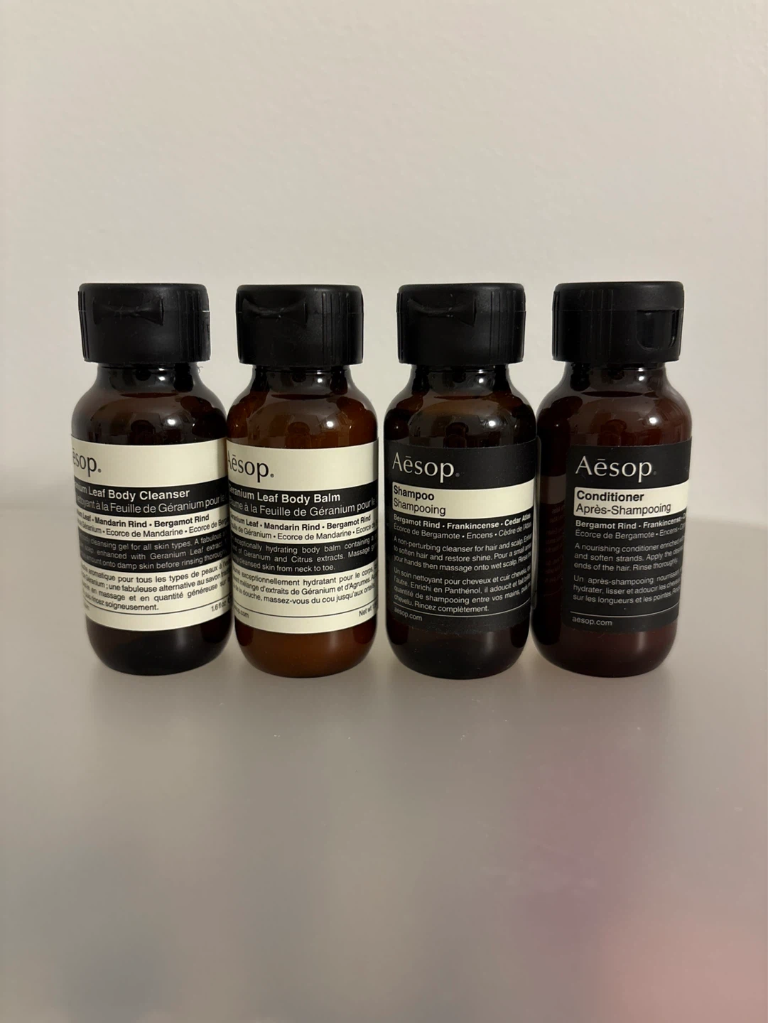 Aesop Travel Size Body Cleanser, Balm, Shampoo & Conditioner Set