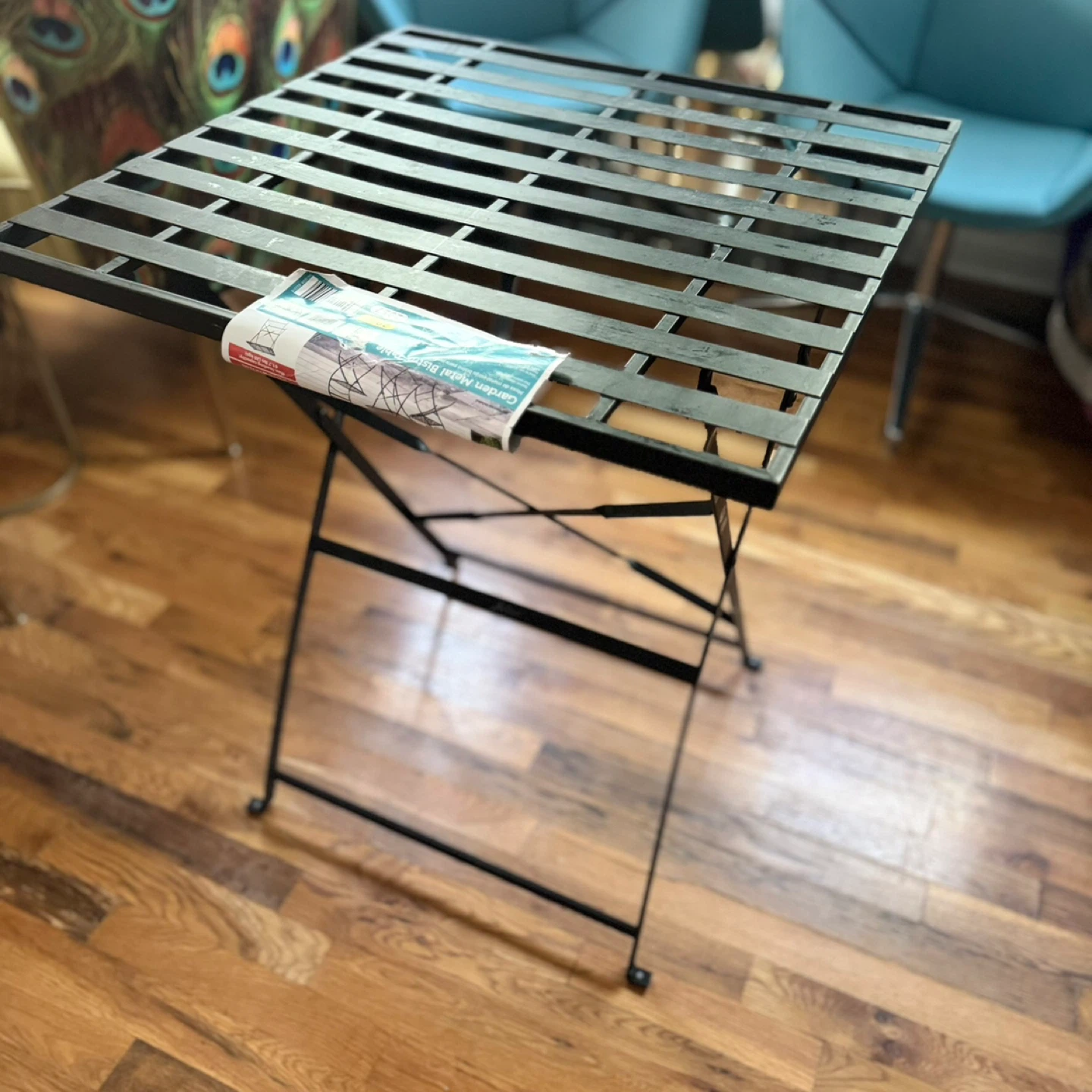 Black Metal Folding Garden Bistro Table - photo 2