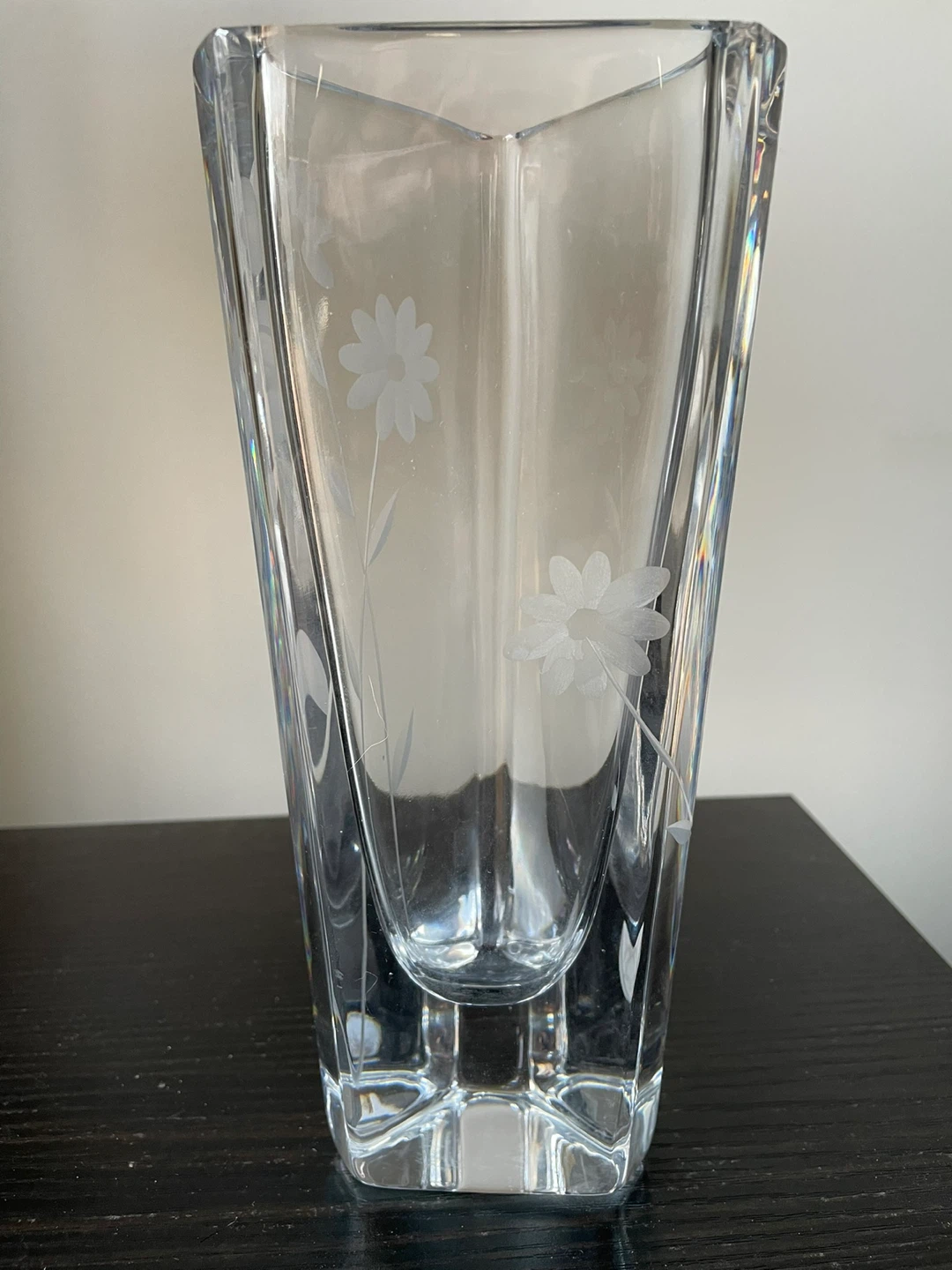 Etched Glass Vase with Floral Design - photo 2