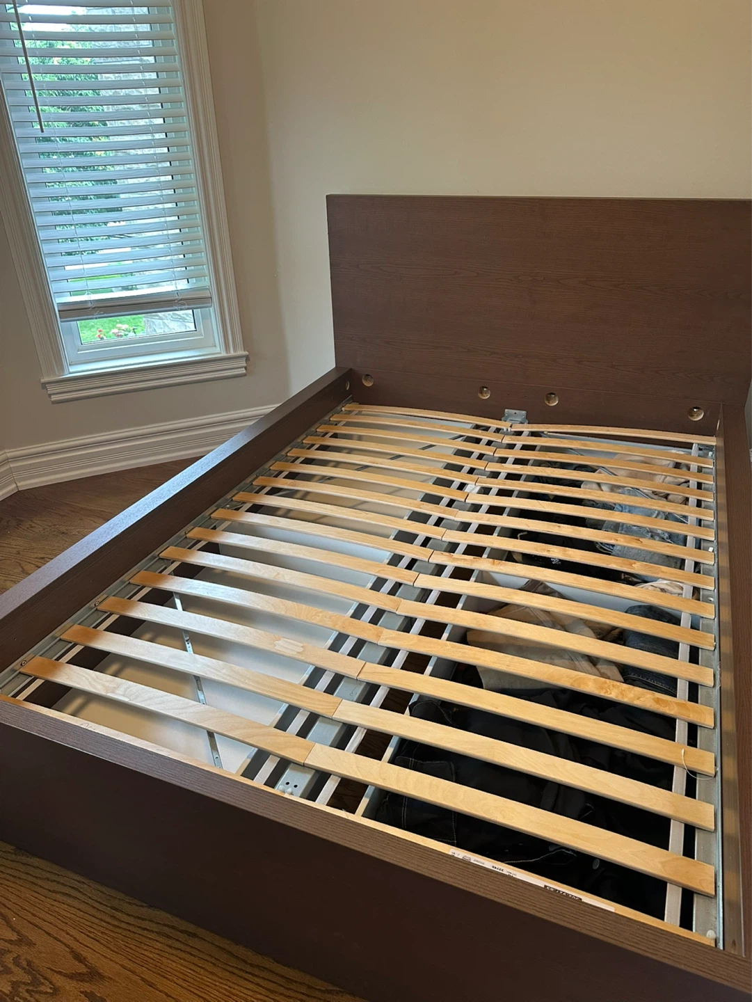 Full High bed frame/4 storage boxes, brown, wood - photo 5